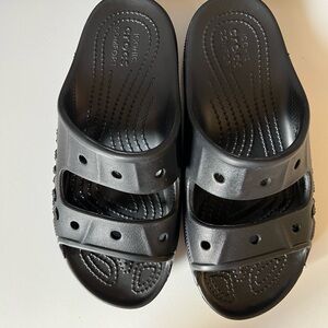 CROCS Black Textured Slide Sandals